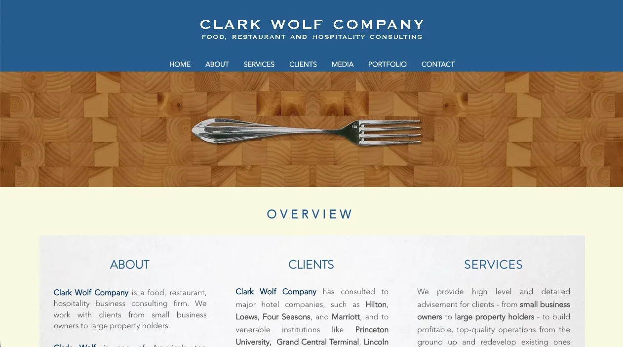 Screenshot of the Clark Wolf Company website