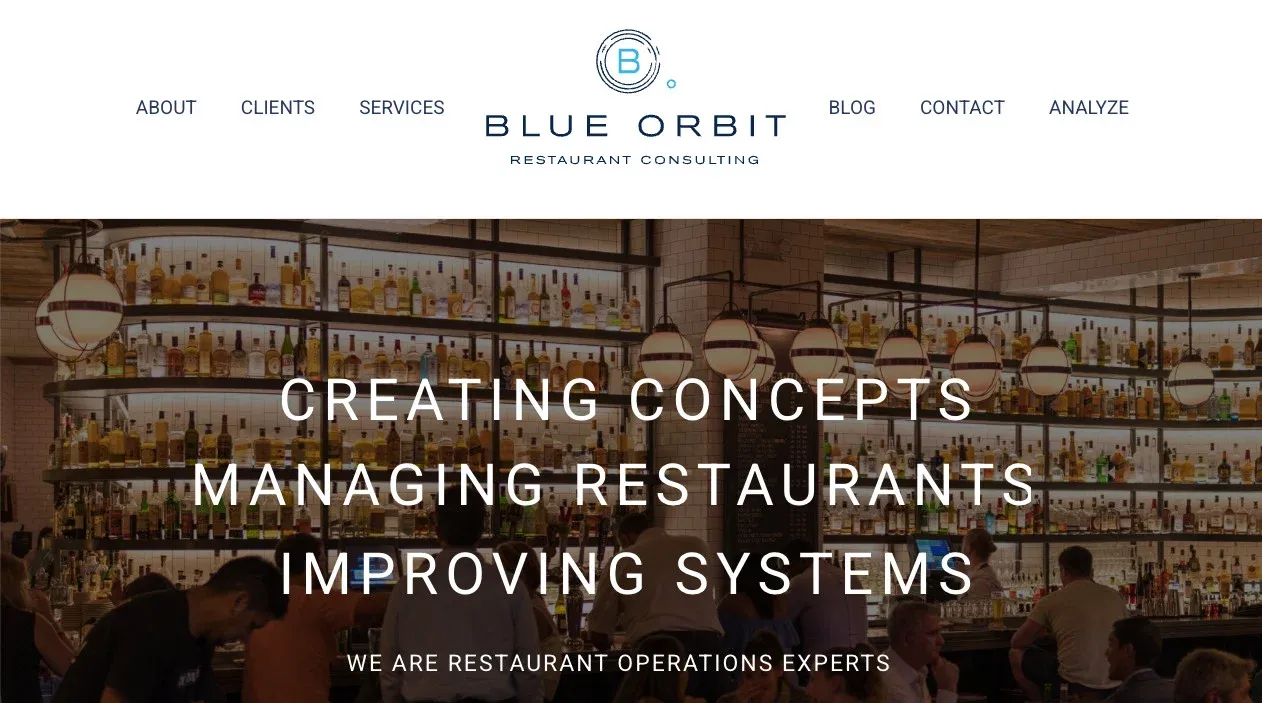 Screenshot of the Blue Orbit Hospitality Consulting website
