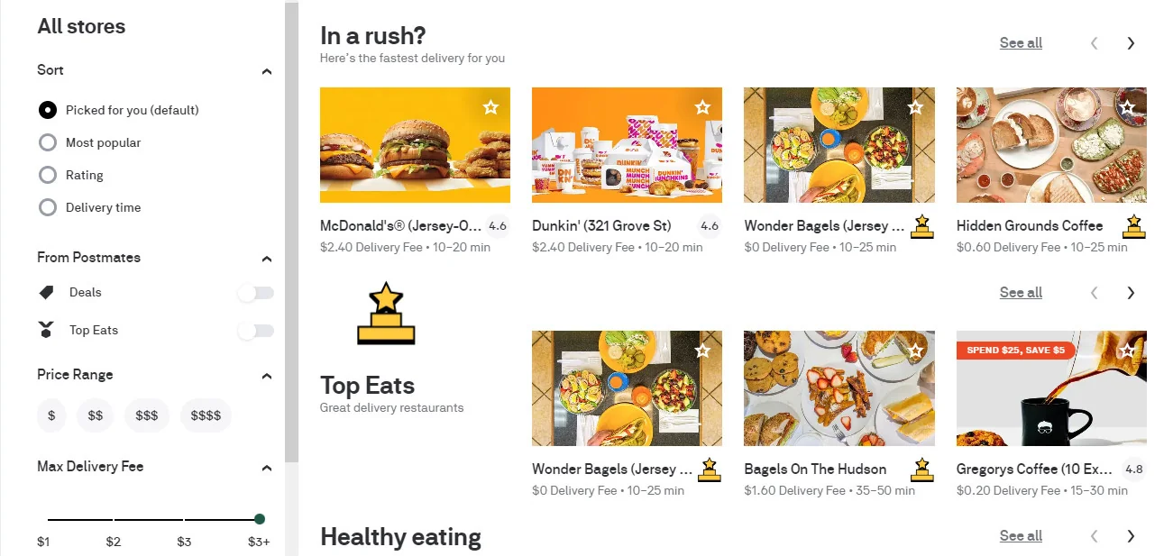 food delivery apps - Postmates