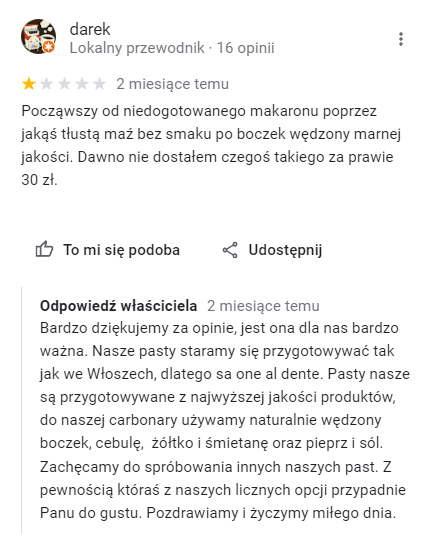 jak odpowiedziec na opinie google - wizytowka google