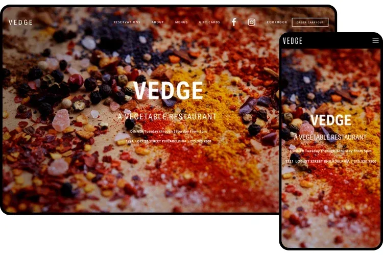 Vedge website mockup mobile/desktop