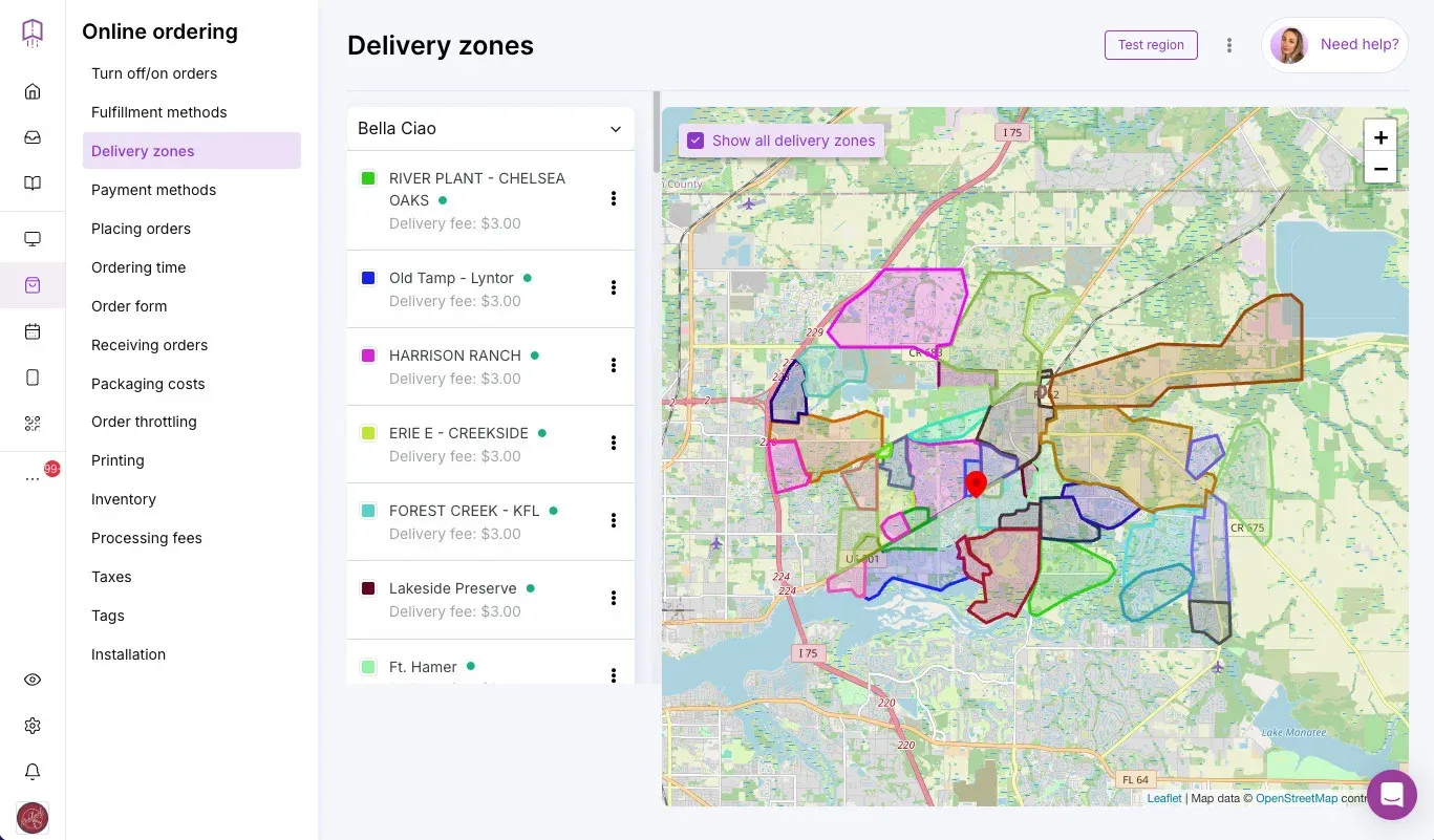 how to sell food online managing delivery zones