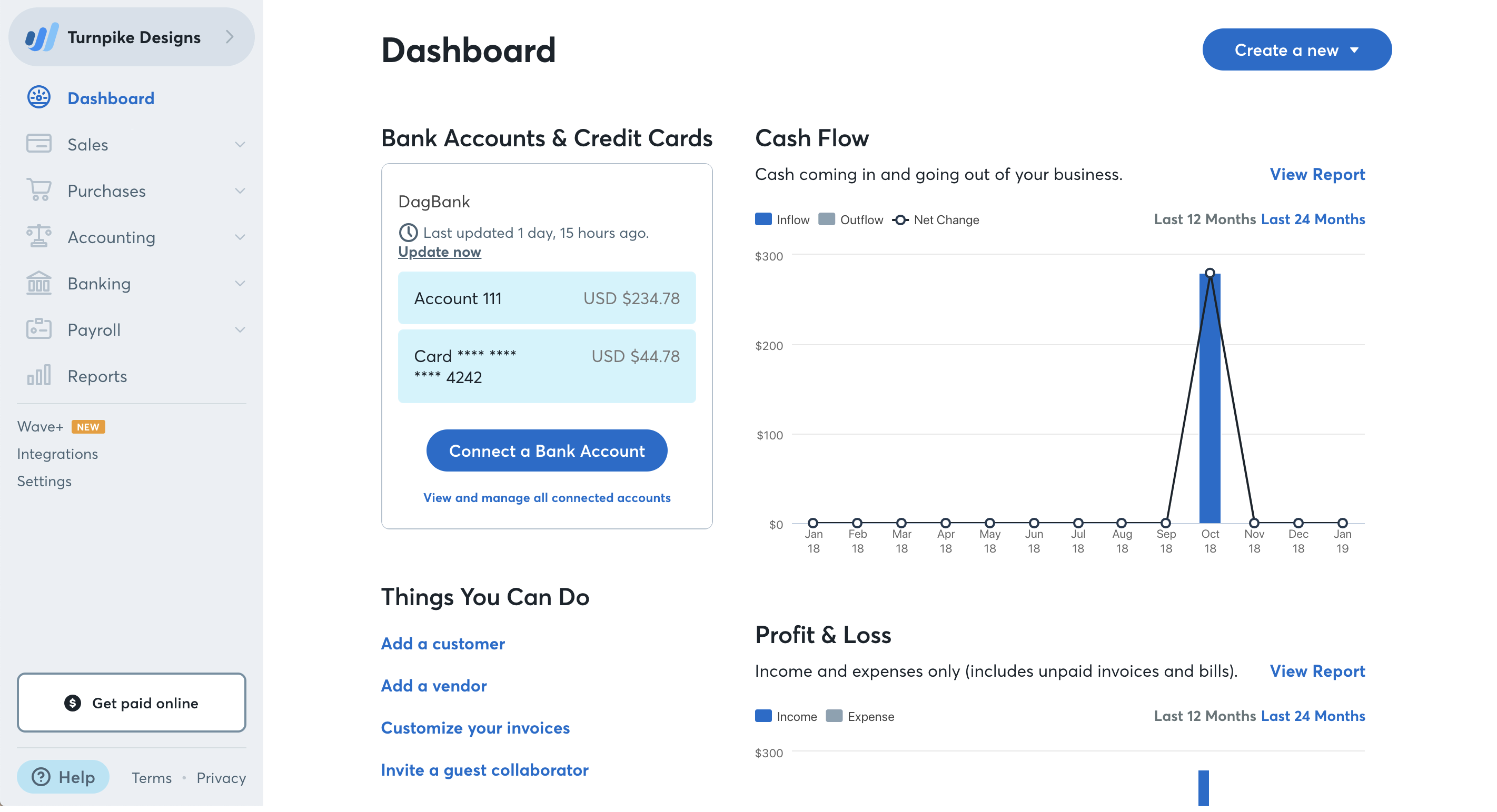 restaurant accounting software - wave - an example photo