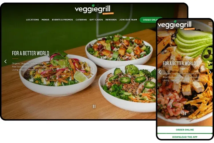 Veggie Grill website mockup mobile/desktop