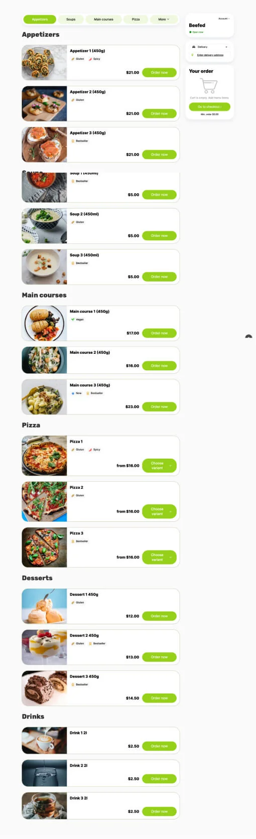 Beefed Menu template