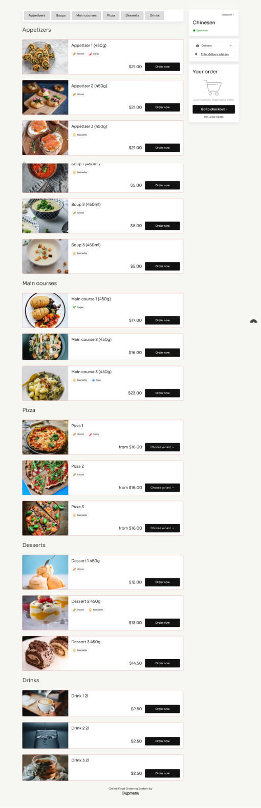 Chinesen Menu template