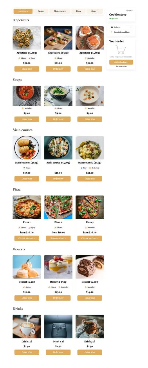 Cookie Store Menu template