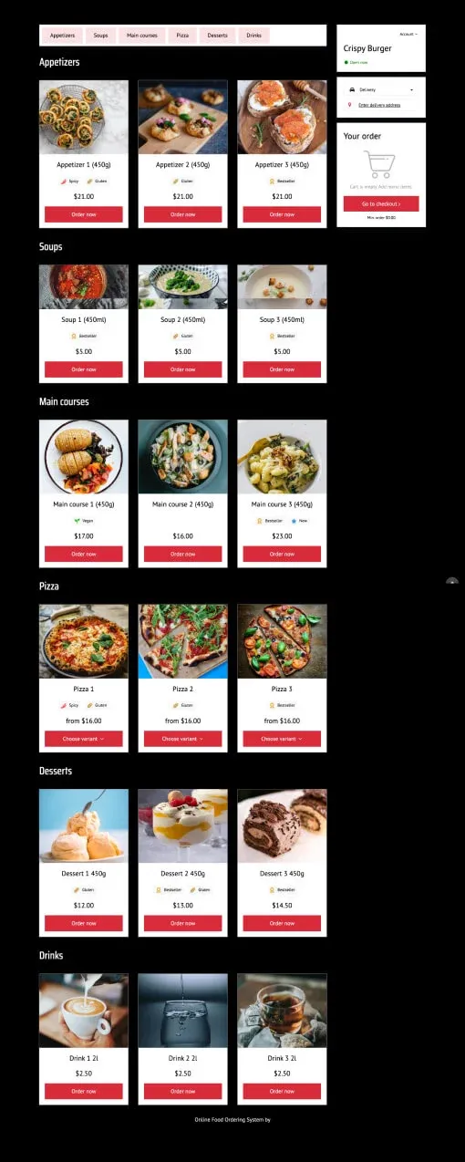 Crispy Burger Menu template