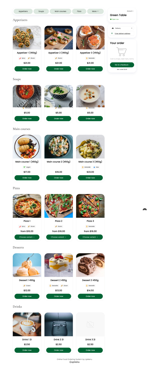 Green Table Menu template