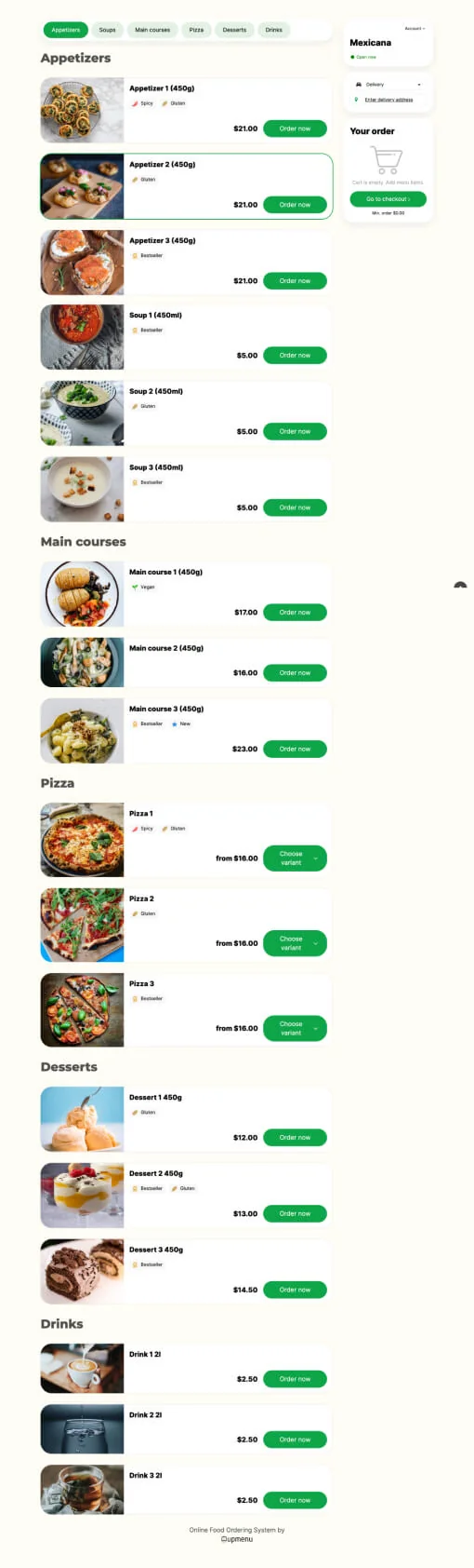 Mexicana Menu template