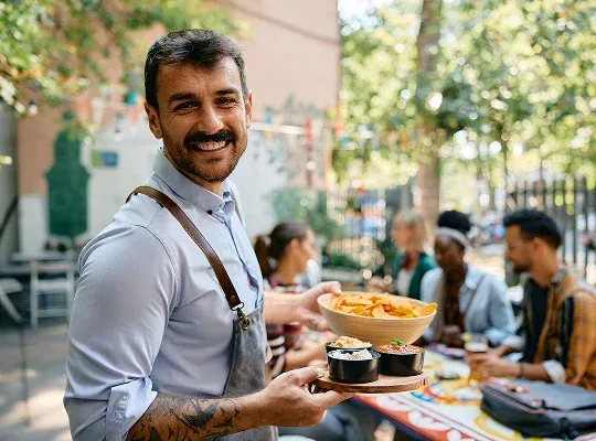 Mobile food trucks and outdoor service using UpMenu POS