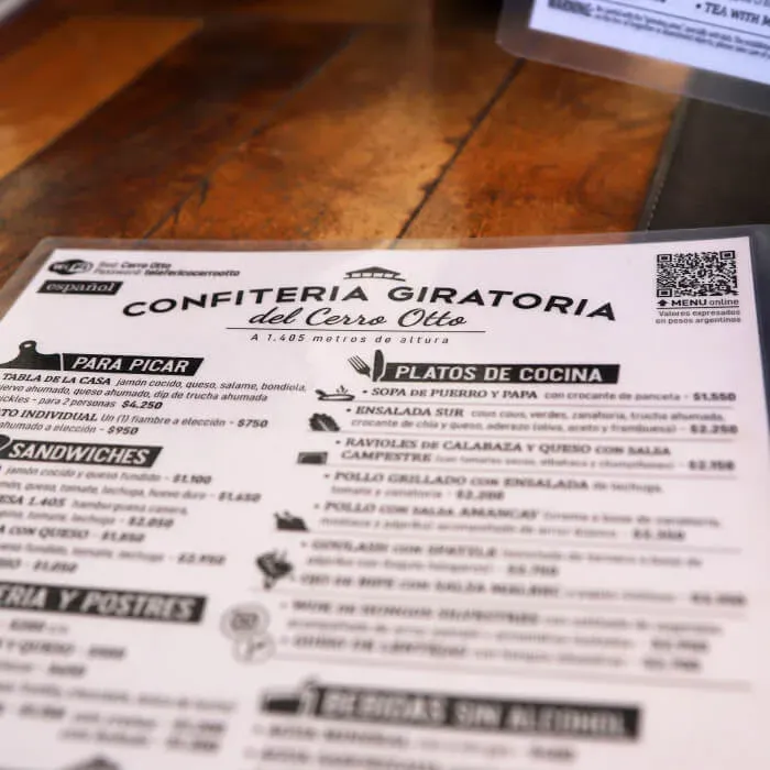 QR code on a paper menu
