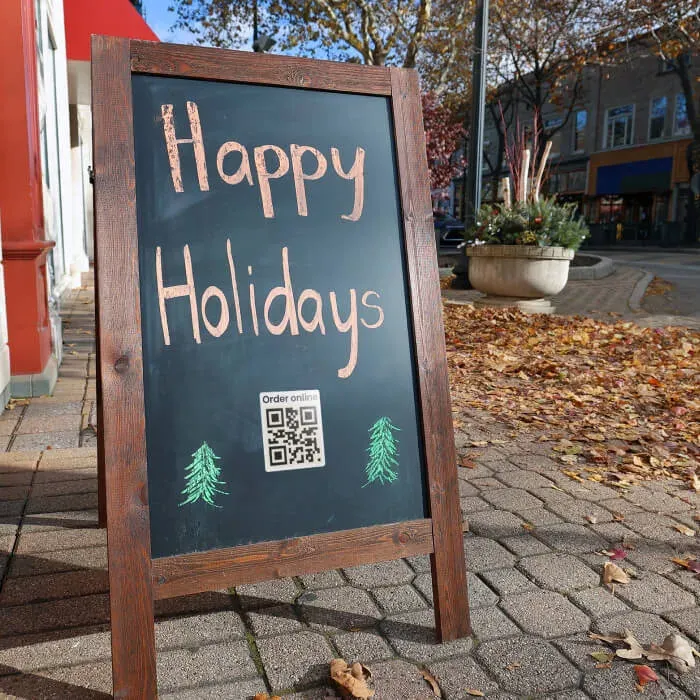 QR code on an outdoor sandwich board