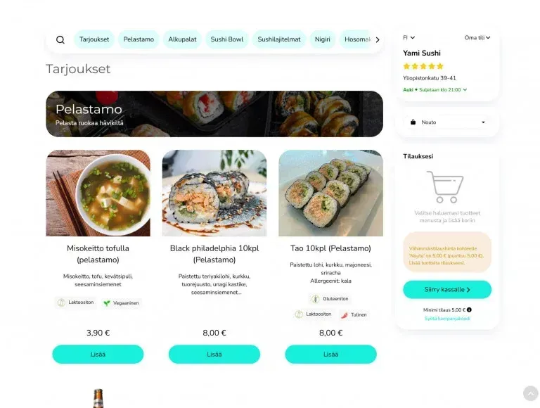 Restaurant website example