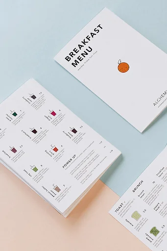 A unique a la carte menu example with minimalistic design options