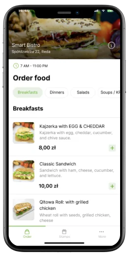 Smart Bistro app screen