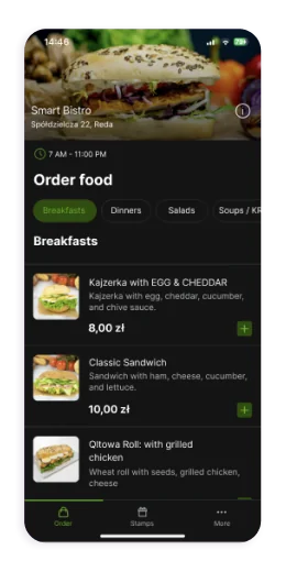 Smart Bistro app screen