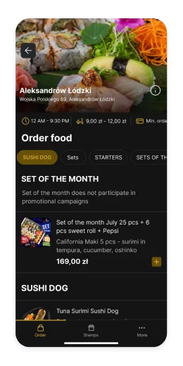 Sushi Kushi app screen