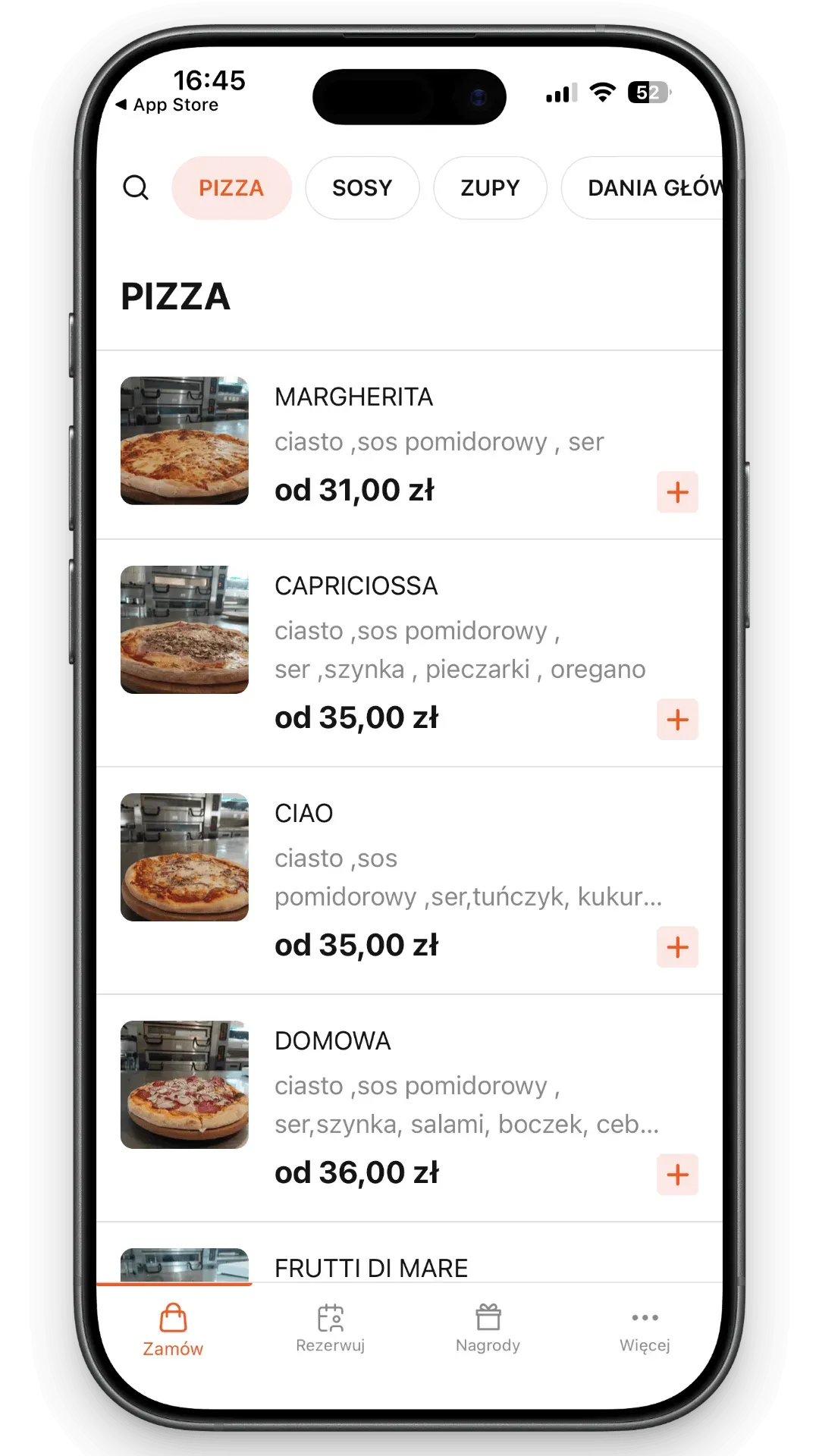Bistro Żarełko - aplikacja mobilna, ekran 1