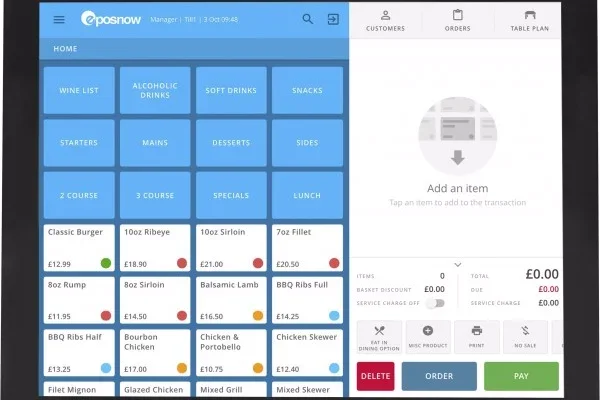 Epos Now POS system screenshot