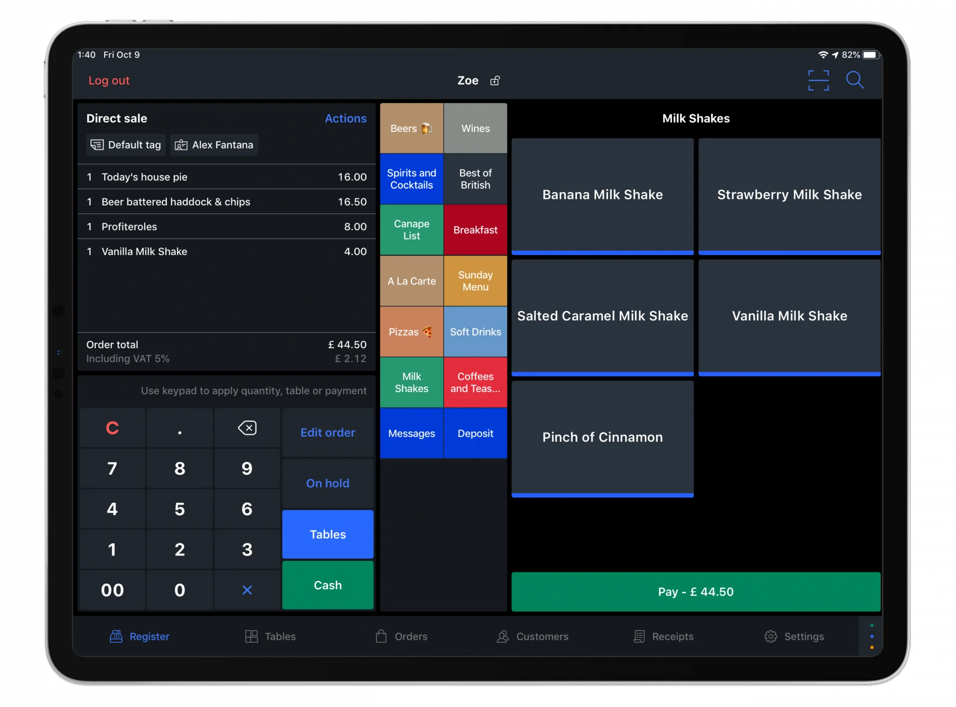 Lightspeed Restaurant POS system screenshot