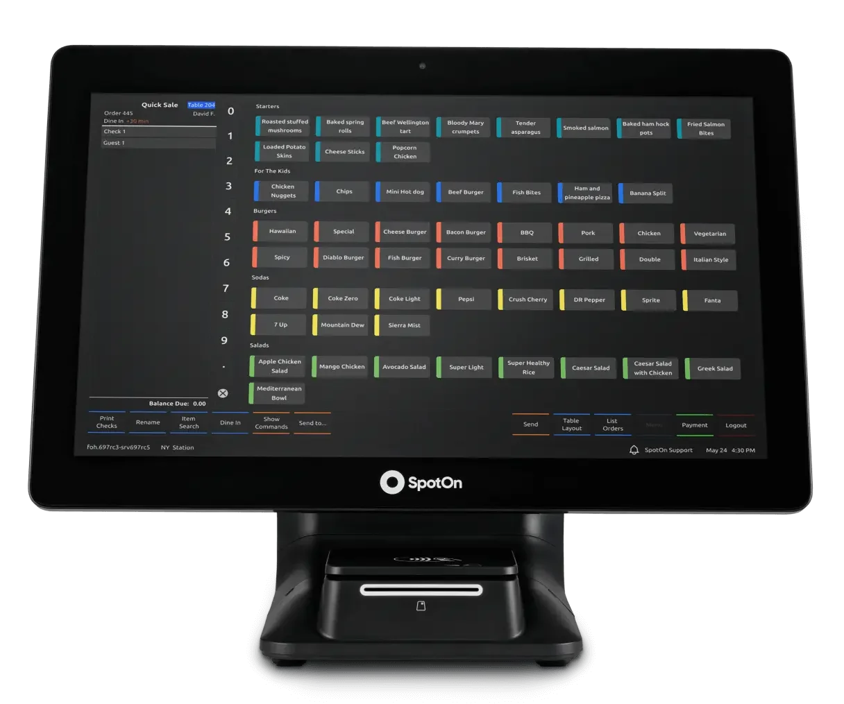 SpotOn POS system screenshot