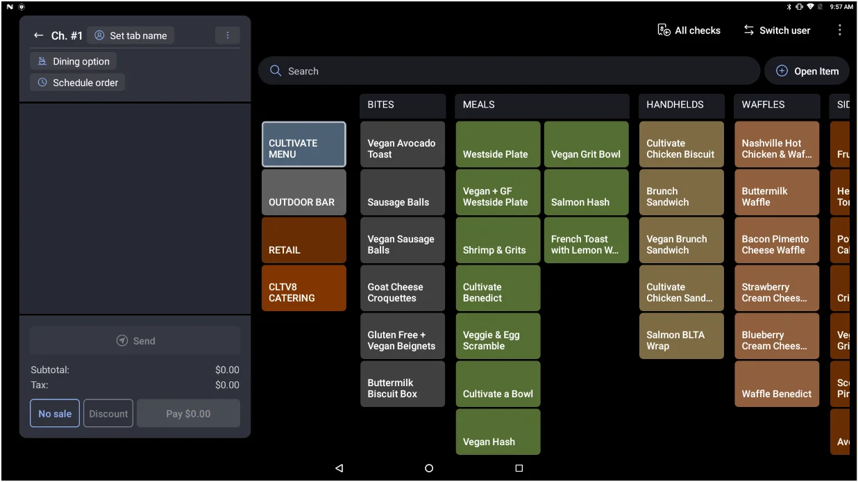 Toast POS system screenshot