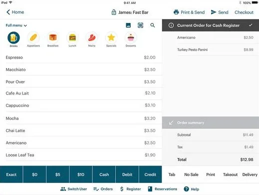 TouchBistro POS system screenshot