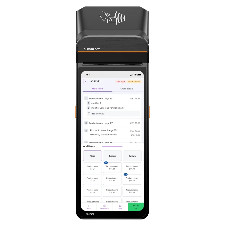 UpMenu POS system screenshot