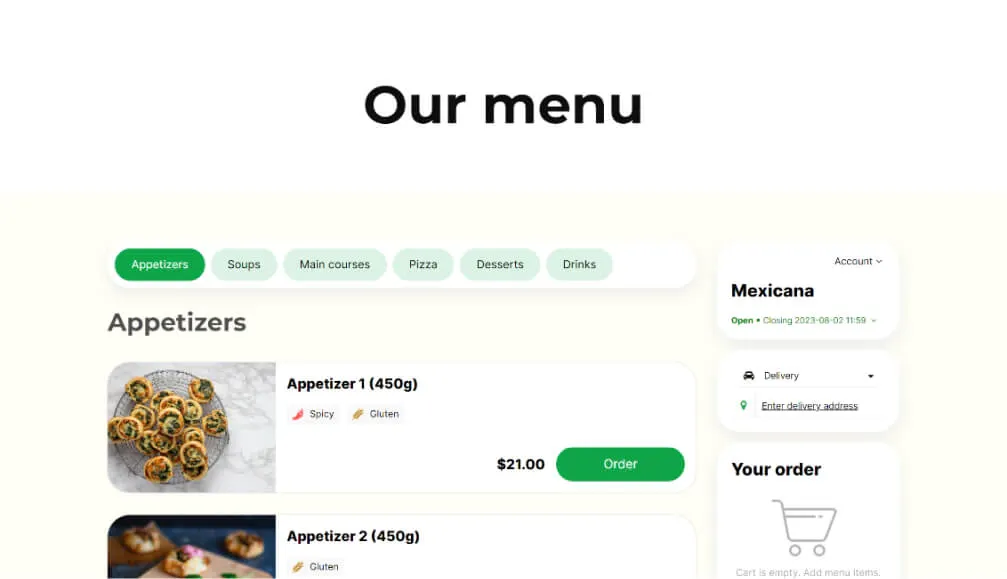Mexican food website template