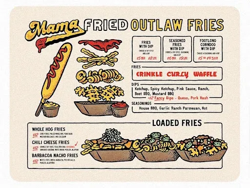 A creative restaurant menu design with lively illustrations