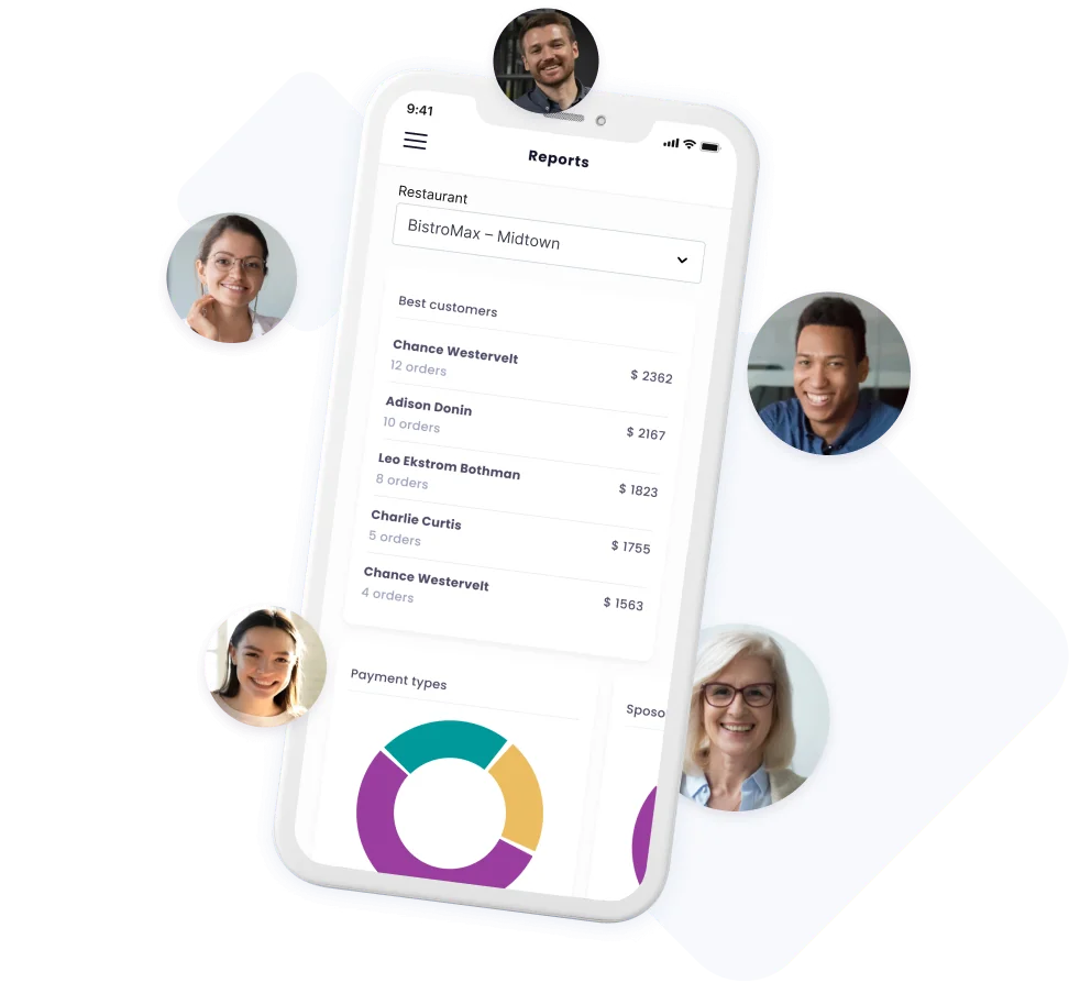 UpMenu CRM system — a restaurant customer base with contacts, order history and marketing consents
