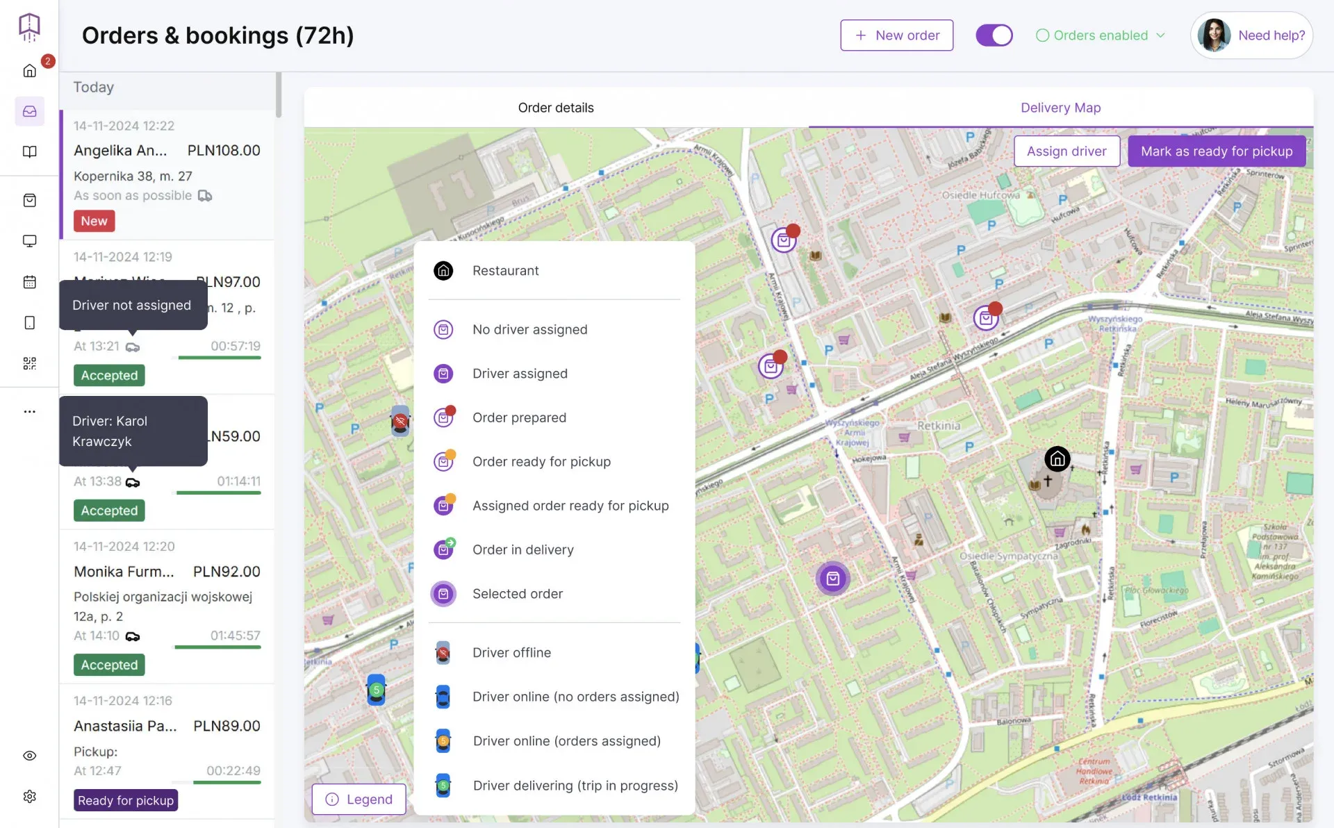 Delivery management software example