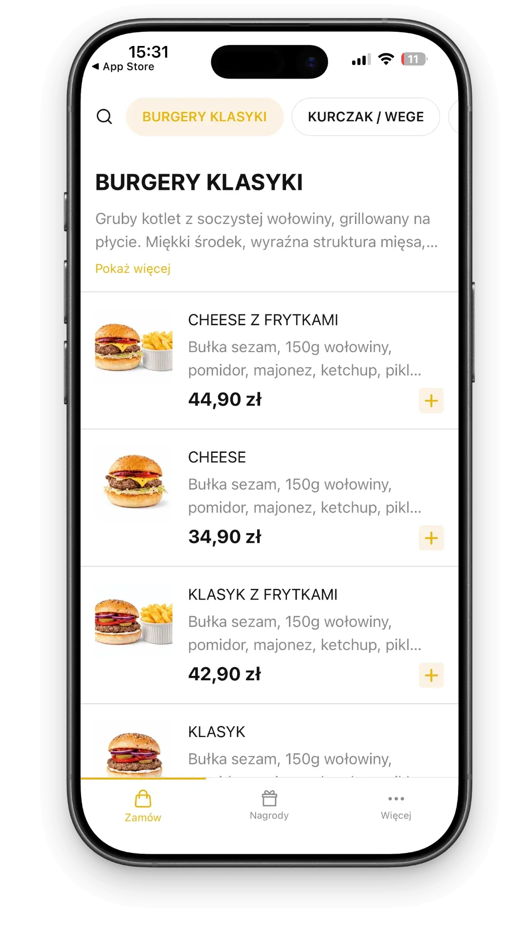 El Burro Burger - aplikacja mobilna, ekran 1