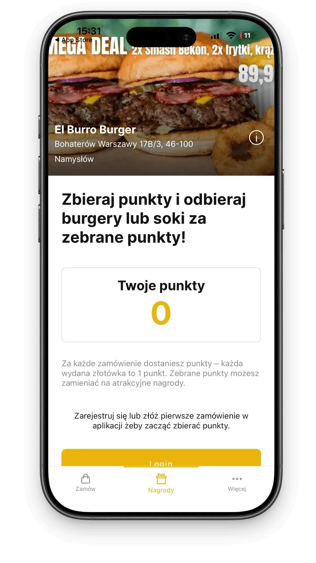 Aplikacja mobilna El Burro Burger