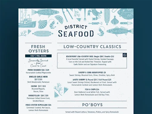 An example of food menu designs for seafood restaurants