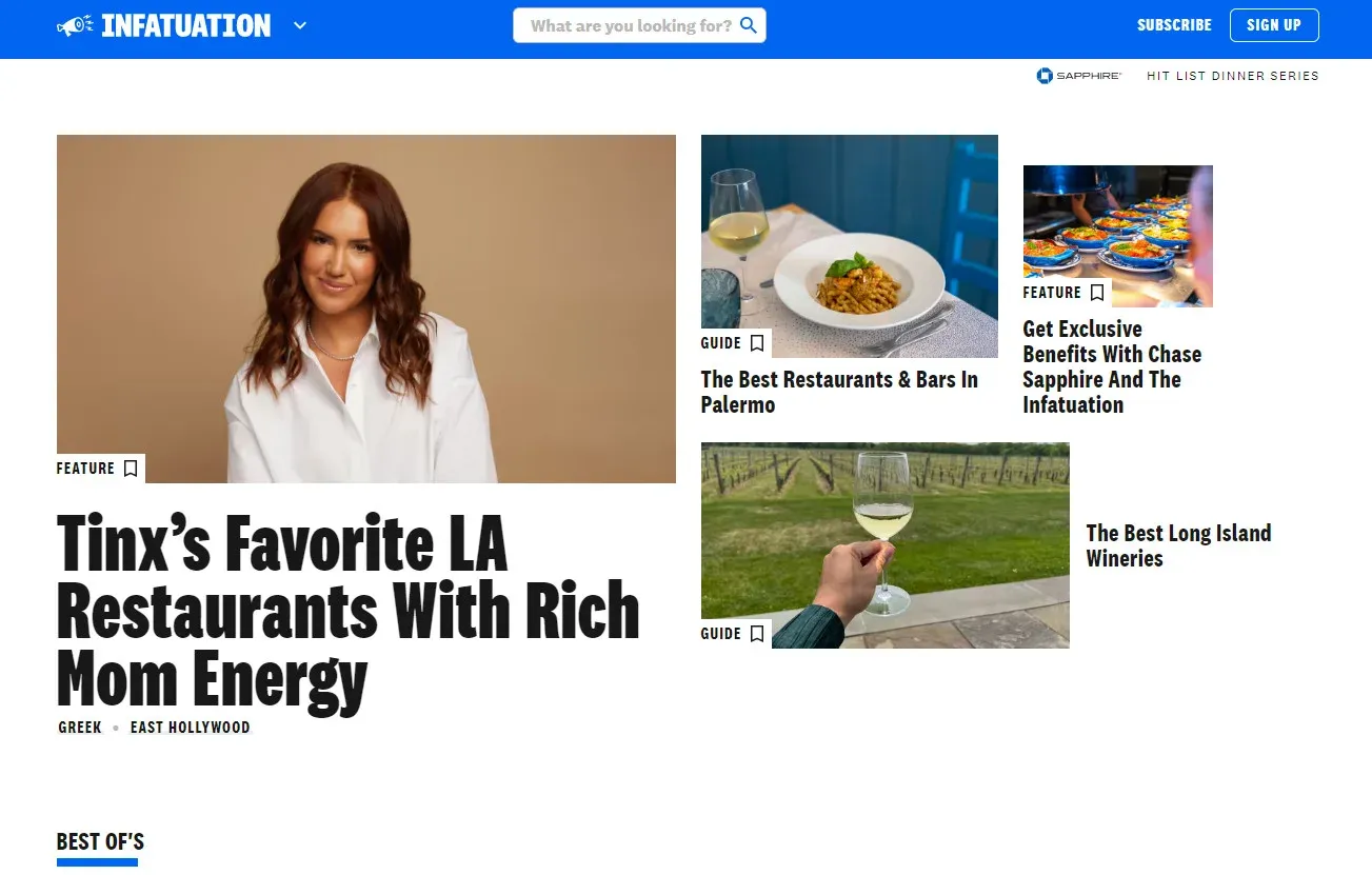 The Infatuation is where famous food bloggers go to share their culinary stories