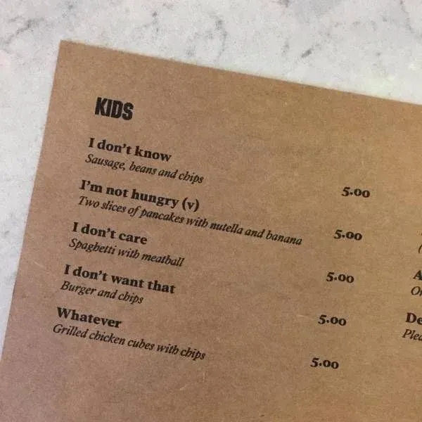 Funny menu descriptions of food are a great way to get clients interested in your dishes while giving them a good laugh