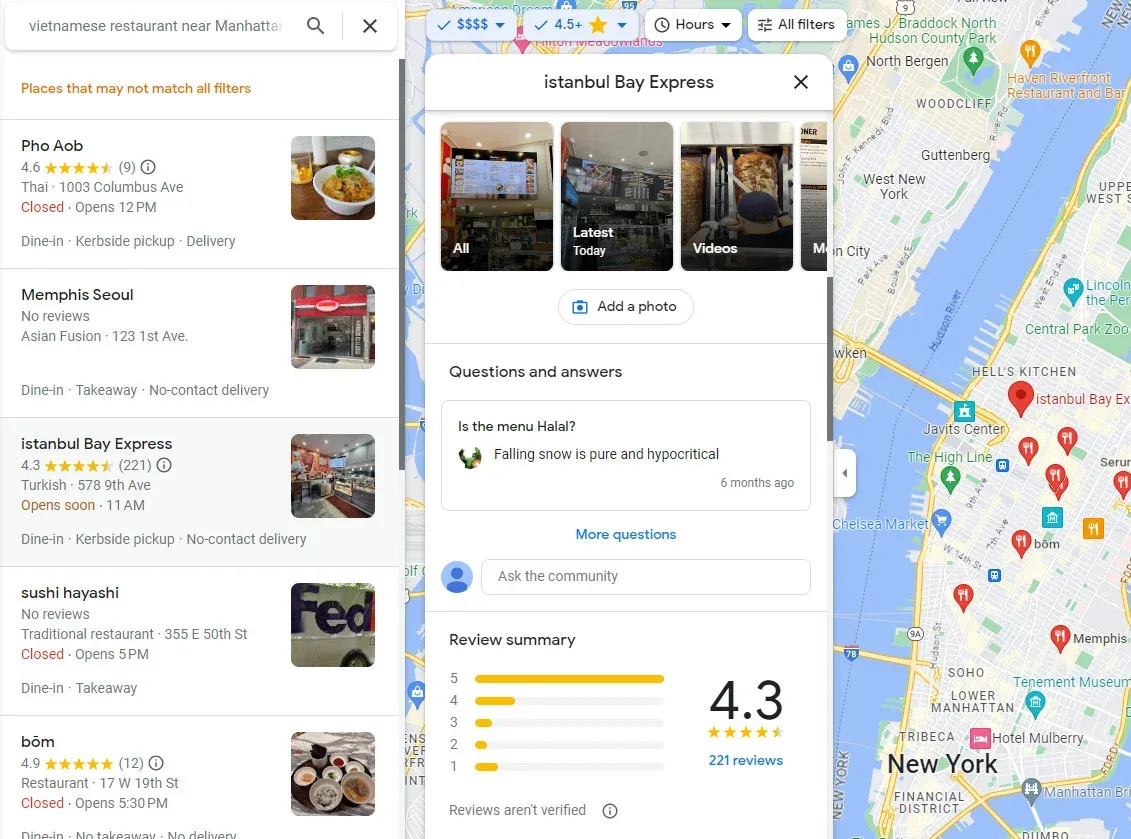 All of your Google restaurants reviews are in one spot