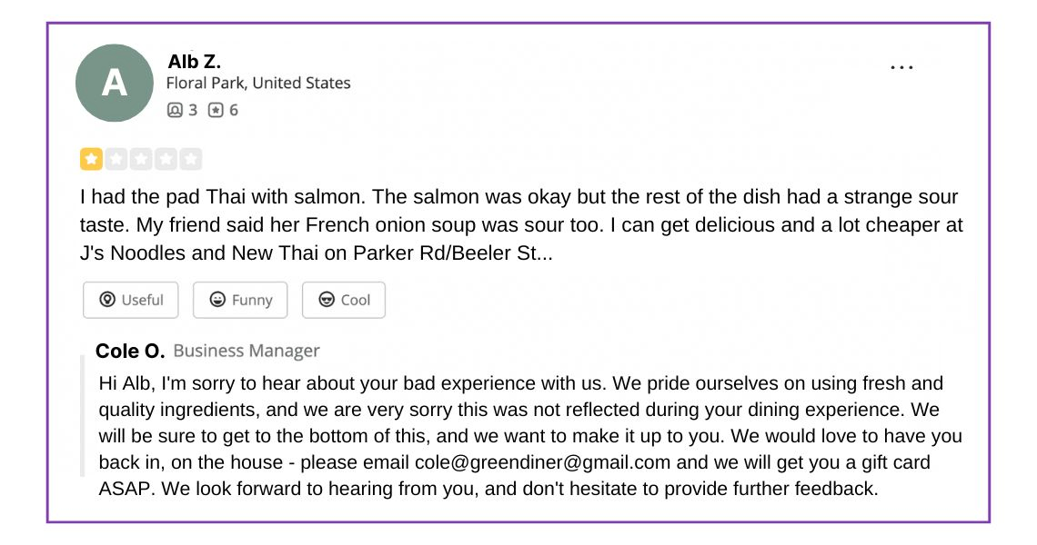 Each Google review for restaurant businesses should be responded to promptly in order to show that clients are valued.