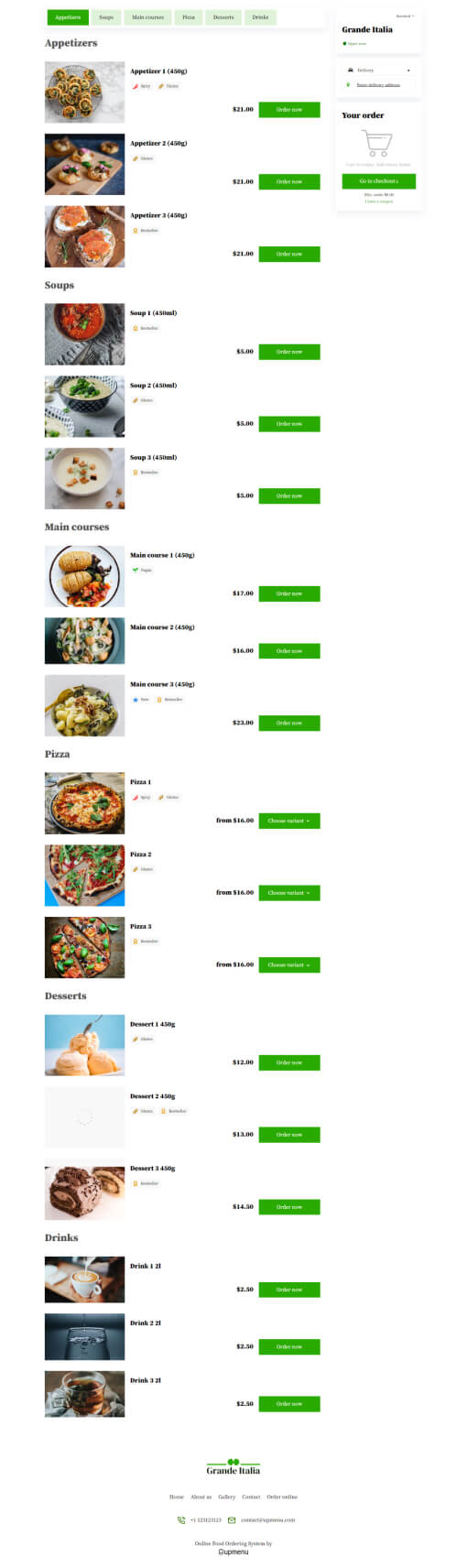 Grande Italia Menu template
