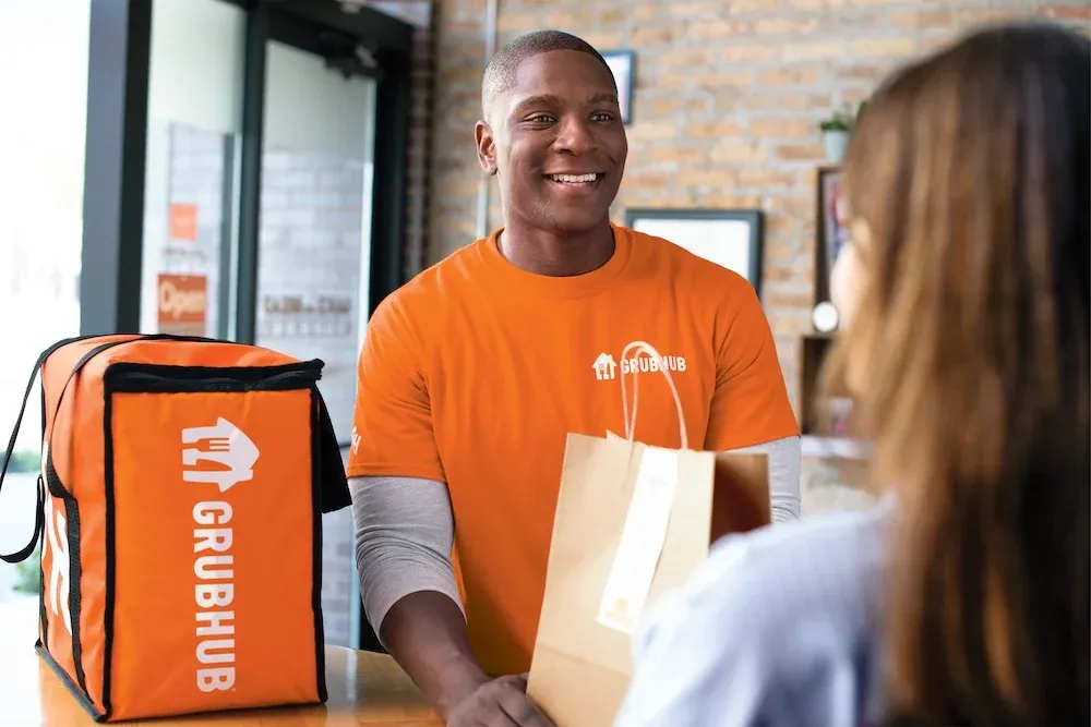 An example of a Grubhub delivery person