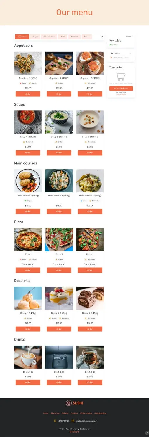 Hokkaido Menu template