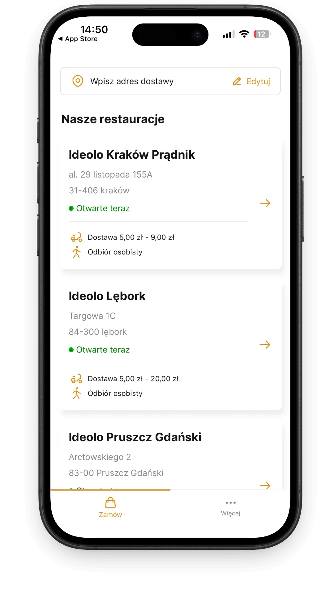Ideolo - aplikacja mobilna, ekran 2