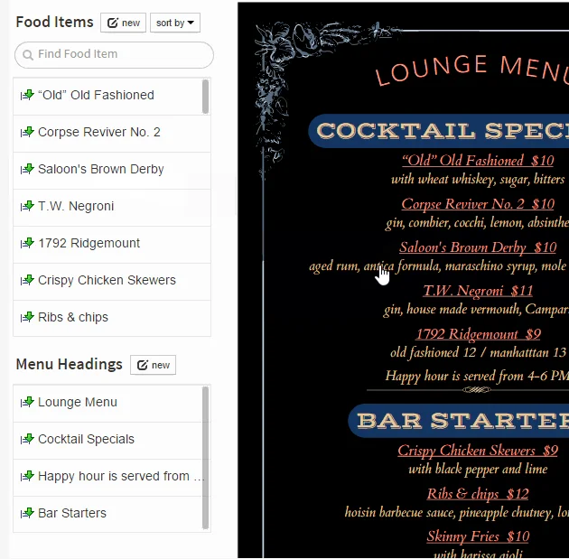 iMenuPro menu making app screenshot