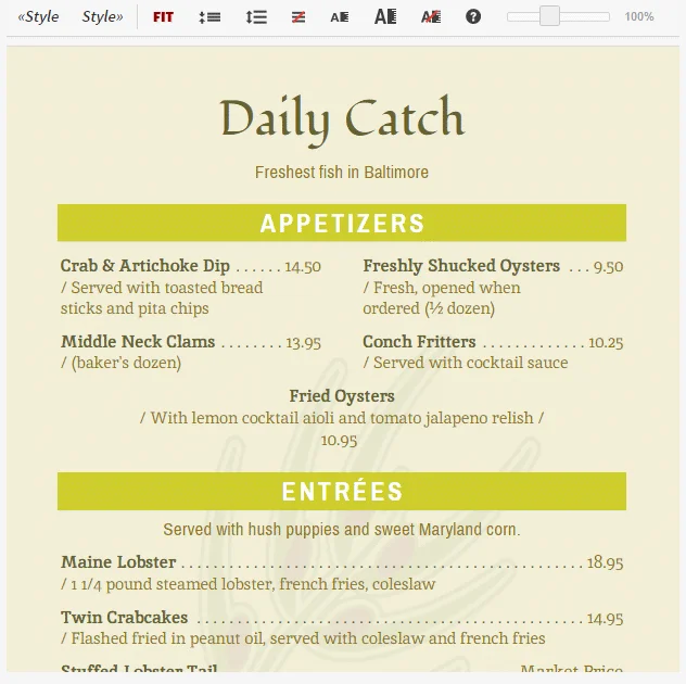 iMenuPro menu making app screenshot