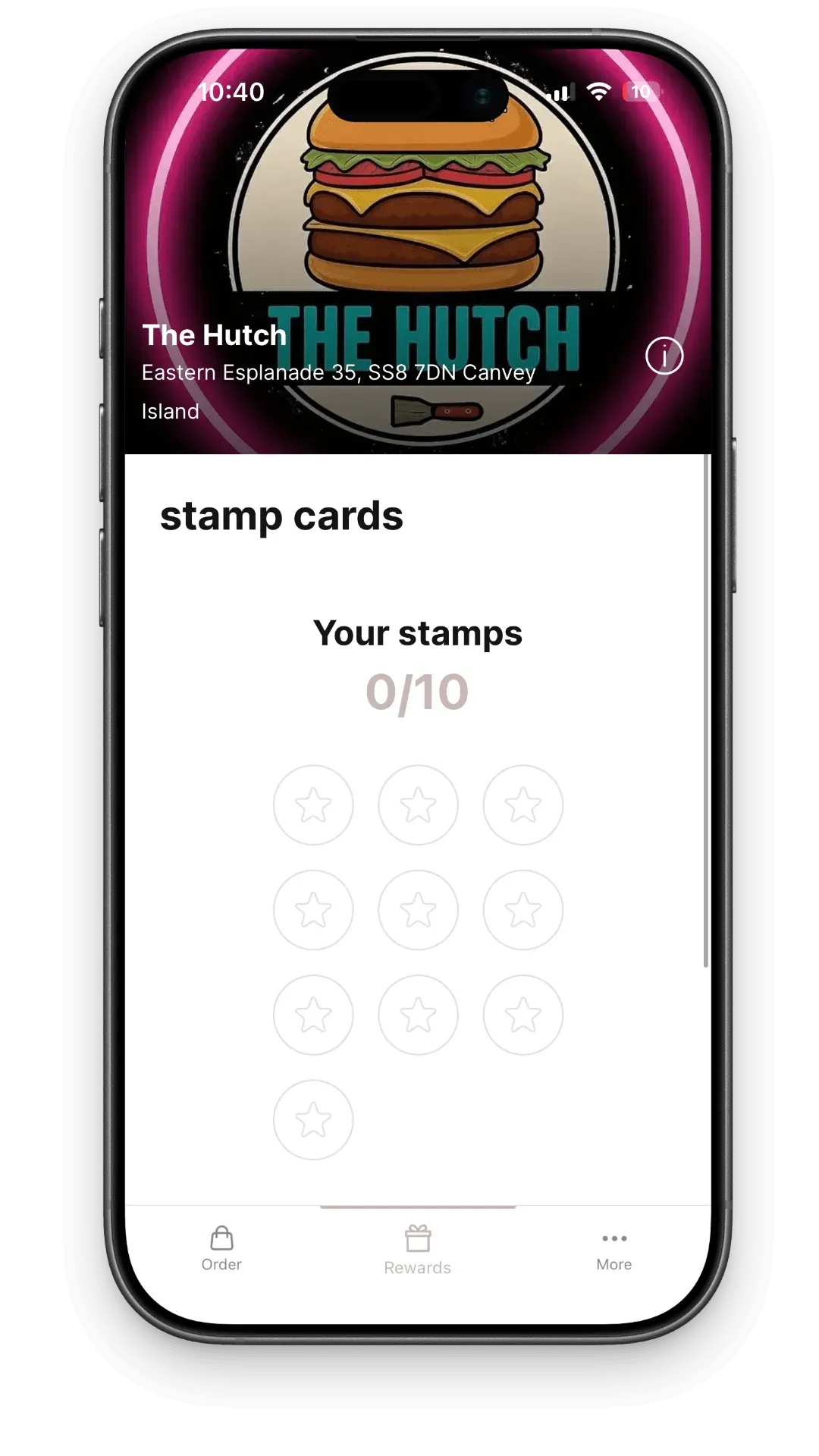 UpMenu loyalty program — rewards screen