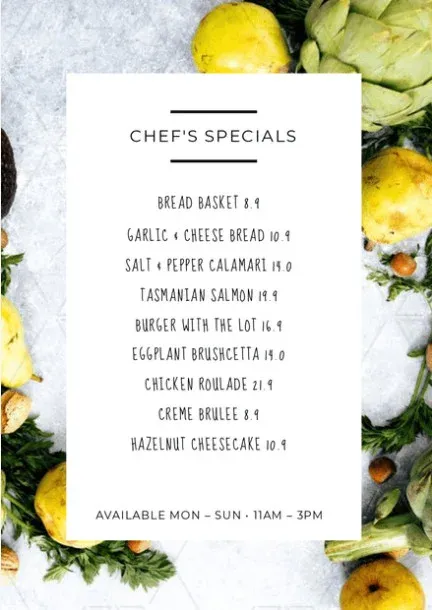 A menu engineering example of specials