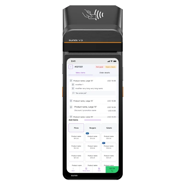 Mobile POS app for taking restaurant orders tableside