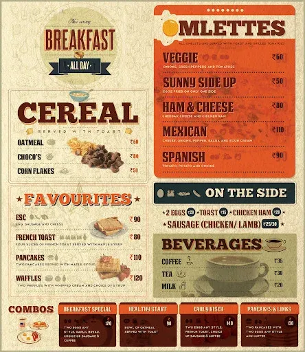 A modern restaurant menu design example with a more vintage flair